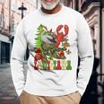 Louisiana Cajun Christmas Crawfish Pelican Alligator Xmas Long Sleeve T-Shirt Gifts for Old Men