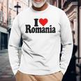 I Love Heart Rumänien Rumänische Kultur Langarmshirts Geschenke für alte Männer