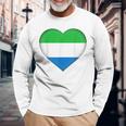 I Love Sierra Leone Sierra Leonean Flag Heart Outfit Long Sleeve T-Shirt Gifts for Old Men