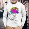 Mason Jar Colorful Flowers Bouquet Long Sleeve T-Shirt Gifts for Old Men