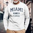 Miami Florida Fl Vintage Athletic Sports Long Sleeve T-Shirt Gifts for Old Men