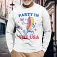 Party In The Usa Hot Dog Lover Usa 4Th Of July Long Sleeve T-Shirt Gifts for Old Men