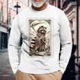 Raccoon Tarot Card Death Witchcraft Occult Raccoon Long Sleeve T-Shirt Gifts for Old Men