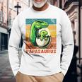 Retro Papasaurusatertag Bester Papa T-Rex Papa Dinosaur Raglan Langarmshirts Geschenke für alte Männer