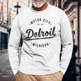 Retro Vintage Detroit Mi Souvenir Motor City Classic Detroit Langarmshirts Geschenke für alte Männer