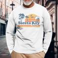 Siesta Key Beach Florida Vintage Spring Break Vacation Retro Long Sleeve T-Shirt Gifts for Old Men