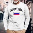 Slovenia Flag Slovenia Proud Slovenia Gray Langarmshirts Geschenke für alte Männer