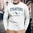 Stanford California Ca Vintage Sports Navy Print Long Sleeve T-Shirt Gifts for Old Men