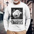 Star Sign Taurus Zodiac Signs Vintage Print Long Sleeve T-Shirt Gifts for Old Men