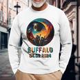 Total Solar Eclipse 2024 Totality Buffalo Long Sleeve T-Shirt Gifts for Old Men