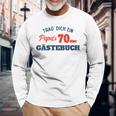 Trag Dich Ein Papas 70 Gästebuch Papa Geschenk Geburtstag Mit-Ausschnitt Langarmshirts Geschenke für alte Männer