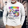 Unicorn 5Th Birthday 5 Year Old Unicorn Party Girls Outfit Long Sleeve T-Shirt Gifts for Old Men