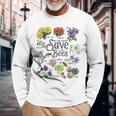 Vintage Botanical Save The Bees Long Sleeve T-Shirt Gifts for Old Men