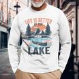 Vintage Retro Life Is Better At The Lake Lake Life Long Sleeve T-Shirt Gifts for Old Men