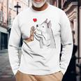White Siberian Husky Love Dogs Female Ladies Long Sleeve T-Shirt Gifts for Old Men