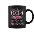 90 Year Old Made In 1934 Floral 90Th Birthday Women Coffee Mug