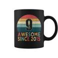 9Th Birthday Vintage Retro 9 Years Old Awesome Since 2015 Coffee Mug