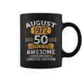 August 1972 50 Years Old For Men Vintage 50Th Birthday Coffee Mug