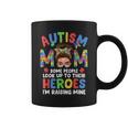 Autism Mom Raising Hero Groovy Messy Bun Autism Awareness Coffee Mug