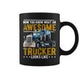 Awesome Trucker American Flag Truck Driver Trucker Hat Coffee Mug