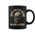 Blue Collar Pride Construction Iron Worker Skull Blue Collar Coffee Mug