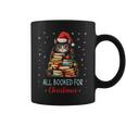 All Booked For Christmas Black Cat Santa Christmas Book Tree Coffee Mug