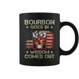 Bourbon Goes In Wisdom Comes Out Whiskey Usa Flag Vintage Coffee Mug