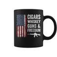 Cigars Whiskey Guns & Freedom Usa Flag 4Th Of July Back Coffee Mug