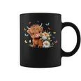 Cute Baby Highland Cow With Flowers Calf Animal Spring Coffee Mug