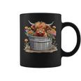 Cute Baby Highland Cow With Flowers Love Spring Pastel Coffee Mug