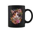 Cute Floral Calico Cat Coffee Mug
