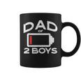 Dad Of 2 Boys Low Battery Fathers Day Daddy Papa Men Coffee Mug