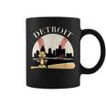 Detroit Baseball Tiger Mascot And Skyline Coffee Mug