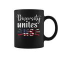 Diversity Unites Us Patriotic American Flag Anti-Racism Coffee Mug