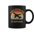 Easily Distracted By Airplanes Vintage Retro Coffee Mug