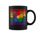 Electrician Rainbow Lgbtq Gay Pride Lesbian Retro Groovy Coffee Mug