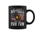 My Favorite Softball Player Calls Me Paw Paw American Flag Coffee Mug