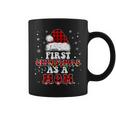 First Christmas As A Mom Santa Hat Red Plaid Buffalo Coffee Mug
