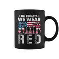 On Fridays We Wear Red Military Veteran Day Us Flag Coffee Mug