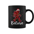 Believe Plaid Bigfoot Christmas Light Sasquatch Santa Coffee Mug