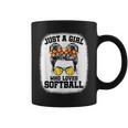Girls Softball Fan Player Messy Bun Softball Lover Coffee Mug