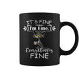 It's Fine I'm Fine Everything Is Fine Lazy Black Cat Coffee Mug