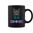 Manifestation Cat And Moon Phase 11 11 Eleven Eleven Purple Coffee Mug