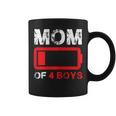 Mom Of 4 Boys Low Battery Mother's Day Coffee Mug