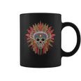 Native American Indian Chief Skull Motorcycle Headdress Red Coffee Mug