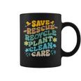 Retro Groovy Save Bees Rescue Animals Recycle Fun Earth Day Coffee Mug Retro Groovy Save Bees Rescue Animals Recycle Fun Earth Day Coffee Mug