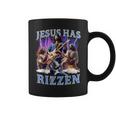 He Is Rizzin Jesus Rocks On Electric Guitar Jesus Has Rizzen Coffee Mug