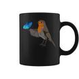 Robin With Blue Butterfly Bird Animal Biologist Coffee Mug
