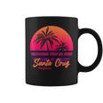 Santa Cruz California Retrointage Sunset Palmeras Años 70 Taza de café