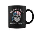 Skull American By Birth Biker By Choice Patriotic Motorcycle Coffee Mug